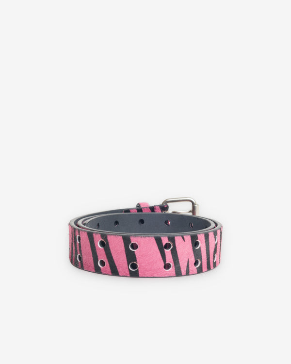 Stüssy - Men's Leather Punch Out Belt - (Pink Zebra Print)