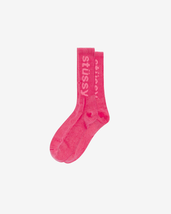 Stüssy - Men's Washed Helvetica Crew Sock - (Hot Pink)