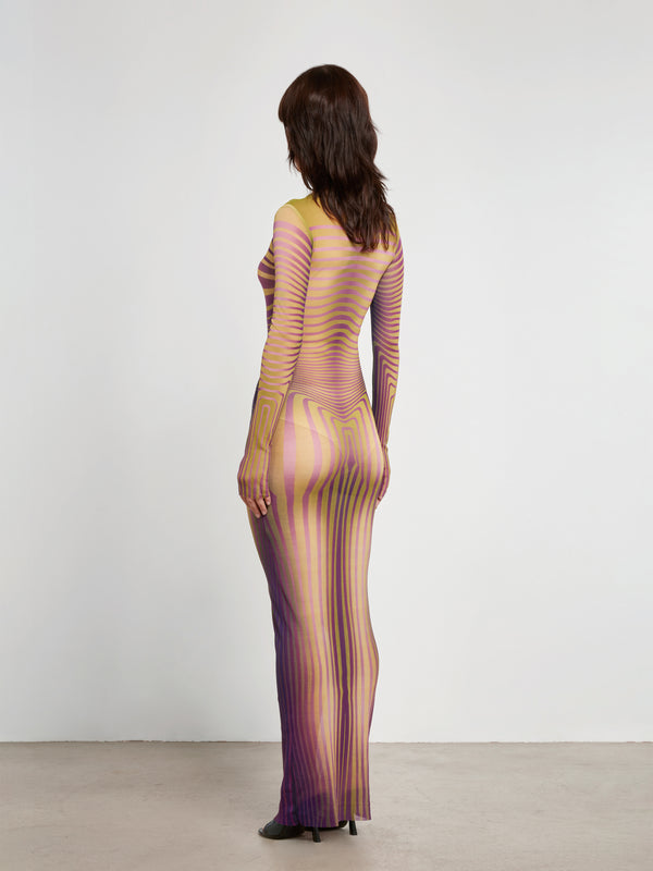 Jean Paul Gaultier - Women’s Printed Morphing Stripe Dress - (Green/Purple)