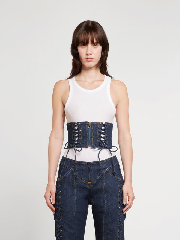 Jean Paul Gaultier - Women’s Laced Denim Waist Corset - (Indigo)