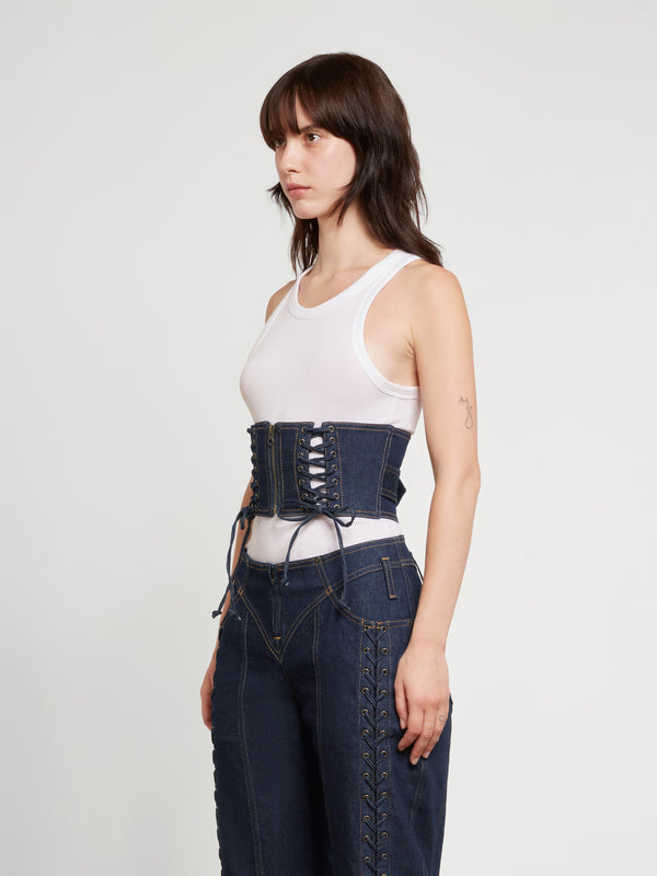 Jean Paul Gaultier - Women’s Laced Denim Waist Corset - (Indigo)