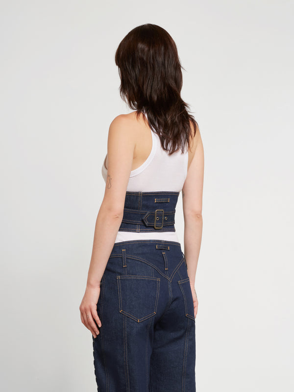 Jean Paul Gaultier - Women’s Laced Denim Waist Corset - (Indigo)