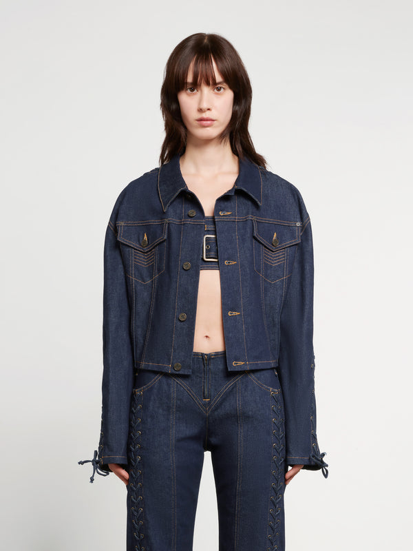 Jean Paul Gaultier - Women’s Oversize Cropped Denim Jacket - (Indigo)