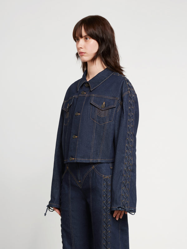 Jean Paul Gaultier - Women’s Oversize Cropped Denim Jacket - (Indigo)