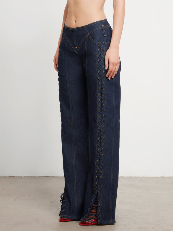Jean Paul Gaultier - Women’s Low Waist Large Denim Trouser - (Indigo)