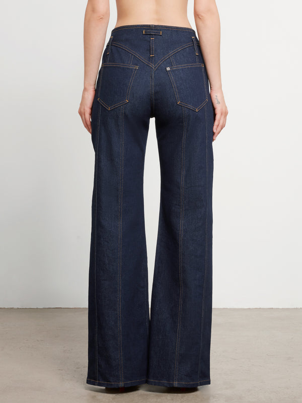 Jean Paul Gaultier - Women’s Low Waist Large Denim Trouser - (Indigo)