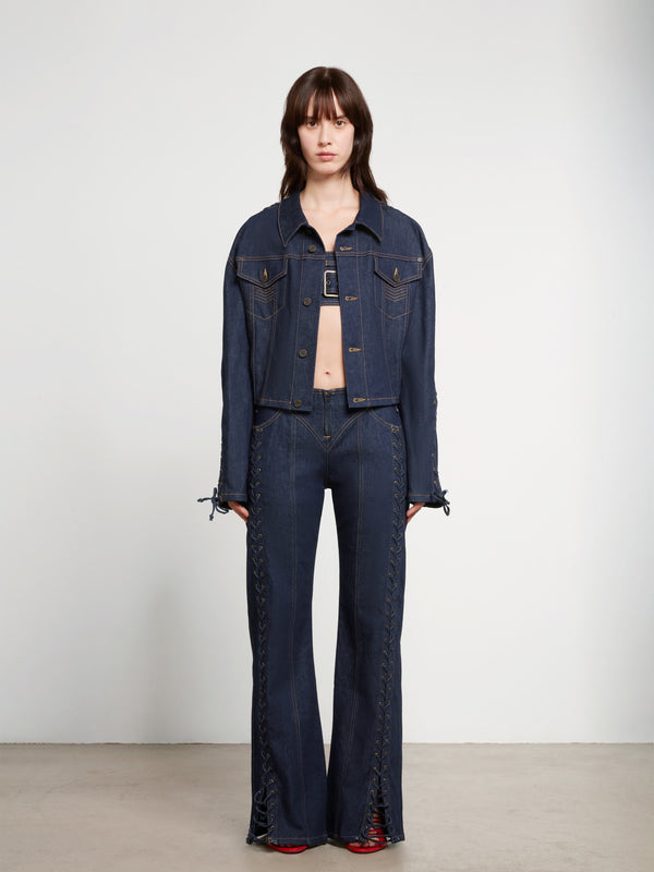 Jean Paul Gaultier - Women’s Low Waist Large Denim Trouser - (Indigo)