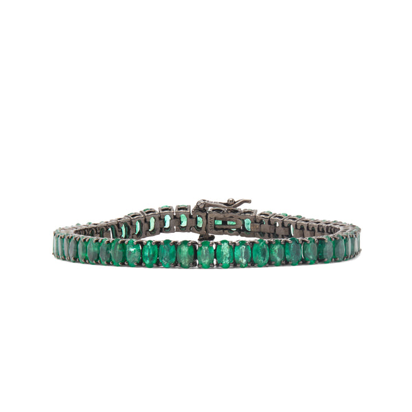 Shay - Emerald Oval Tennis Bracelet - (Black)