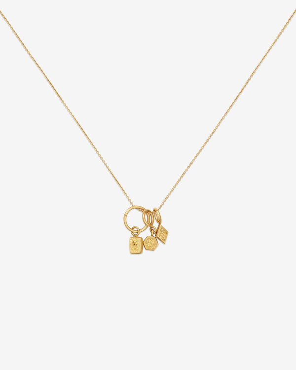 Castro  - Necklace with Skull, Ram, Flower Charms  -  (Yellow Gold)