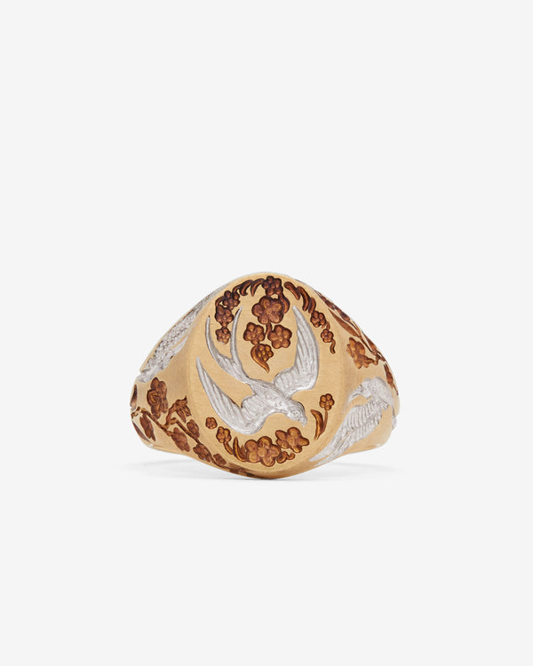 Castro - Swallow And Hummingbird Signet Ring - (Yellow Gold)