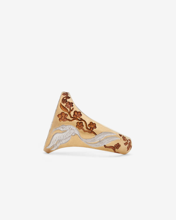 Castro - Swallow And Hummingbird Signet Ring - (Yellow Gold)