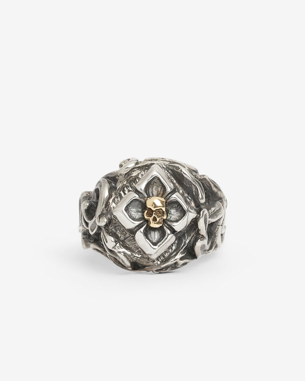 13 Lucky Monkey -  Astrid Ornate Flower Ring - (Silver)