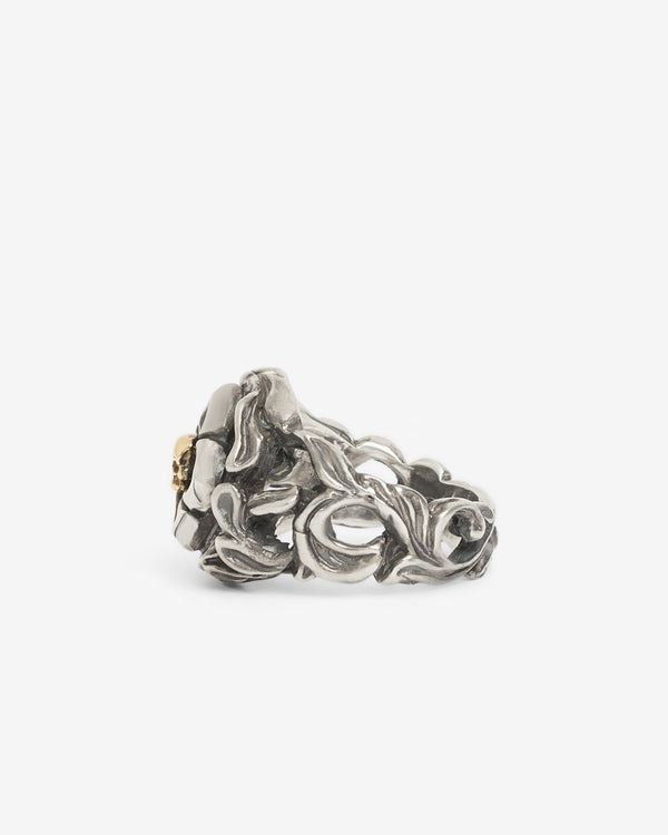 13 Lucky Monkey -  Astrid Ornate Flower Ring - (Silver)