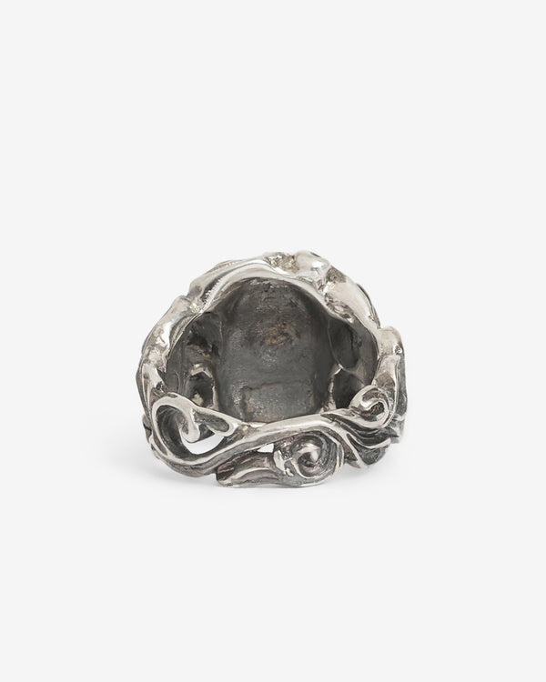 13 Lucky Monkey -  Astrid Ornate Flower Ring - (Silver)