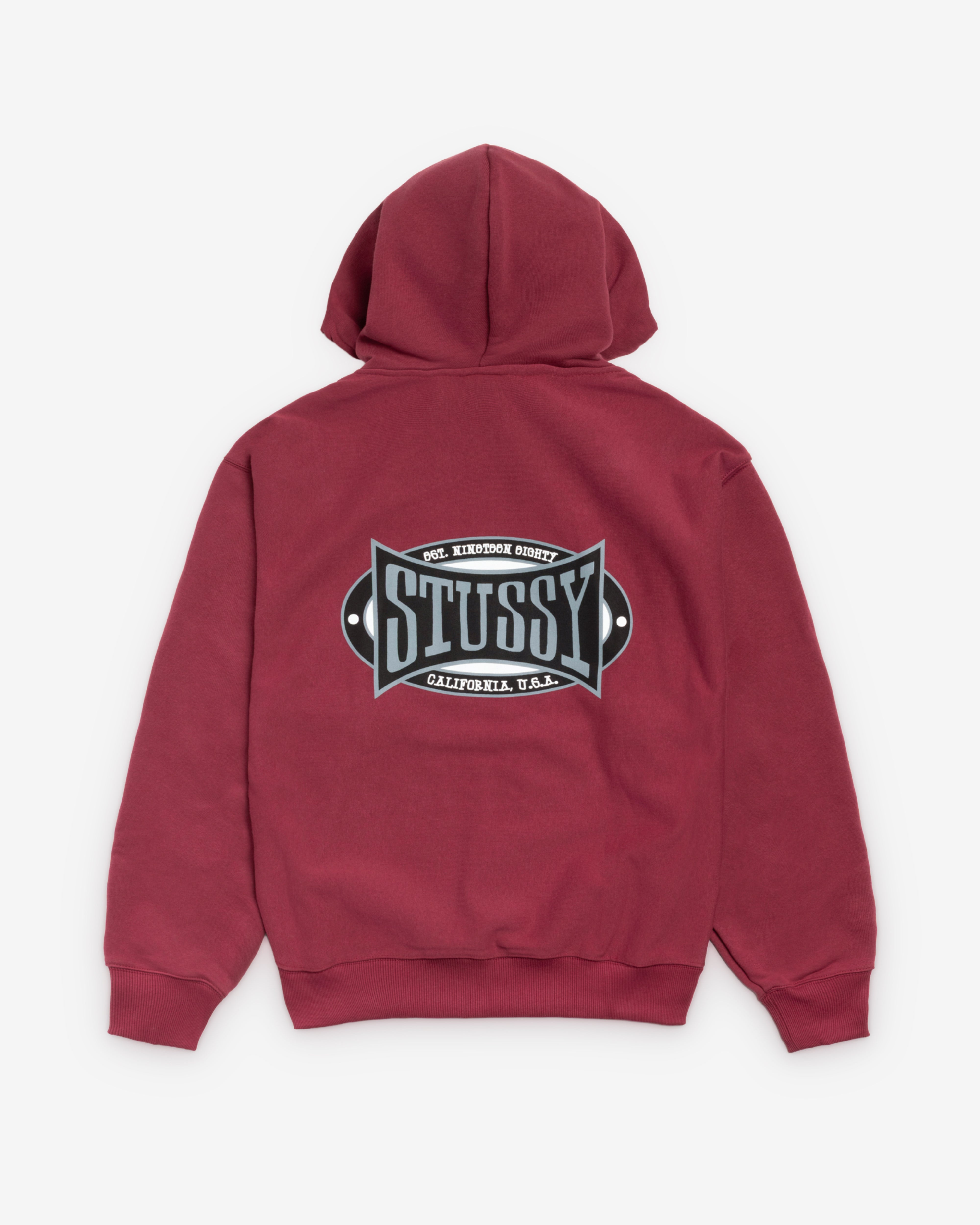 Stüssy: Champion Oval Zip Hood (Wine) | DSML E-SHOP