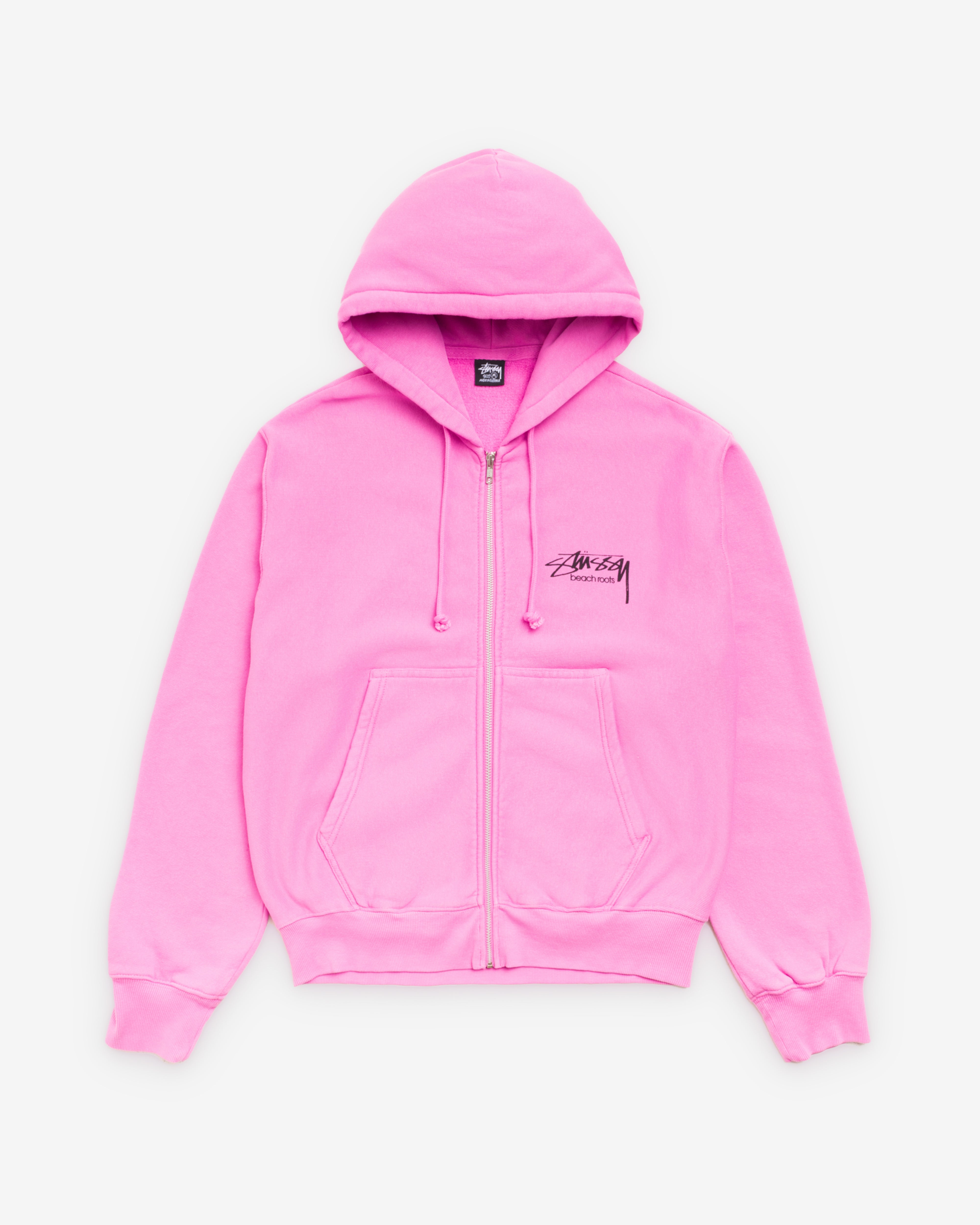 Stüssy: Men's Beach Roots Gar. Dyed Zip Hood (Pink) | Dover Street