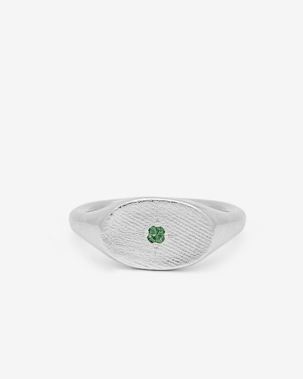 Seb Brown - Simple Oval Ring Green - (Sterling Silver)