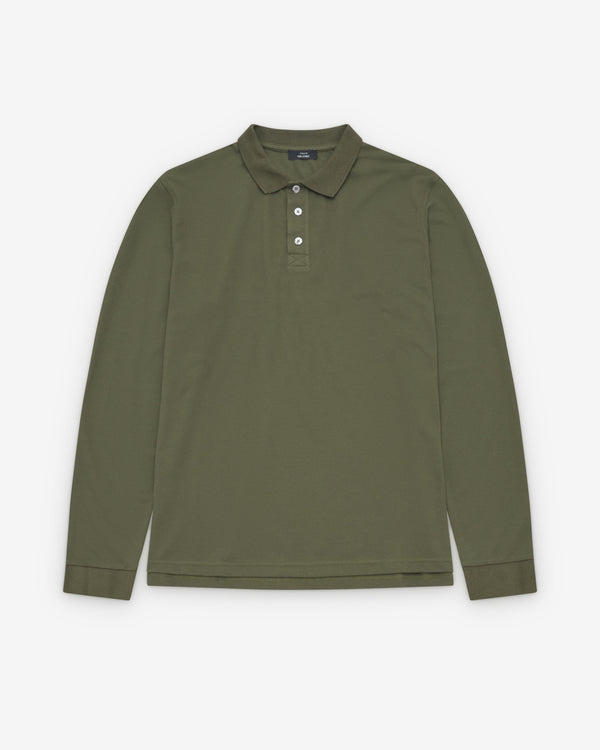 Aman - Kim Jones Long Sleeve Polo Shirt - (Kombu Green)