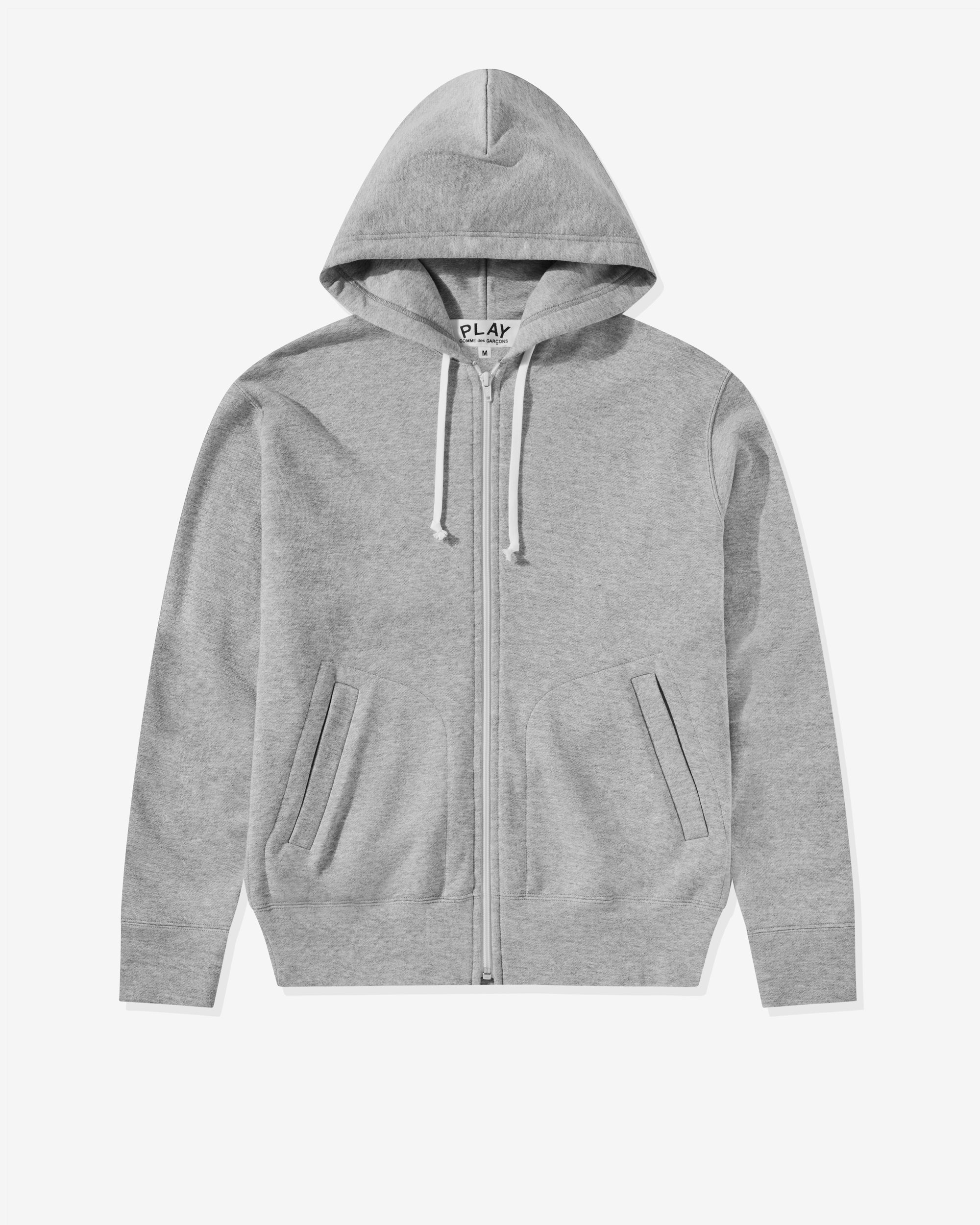 Play Unisex Reverse Red Heart Zip Hooded Sweatshirt (Grey)