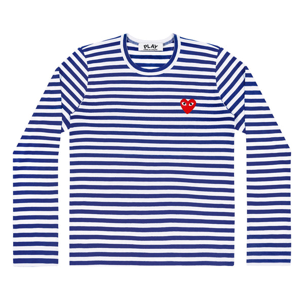 Play - Red Heart Striped Long-Sleeve T-Shirt - (Navy/White)