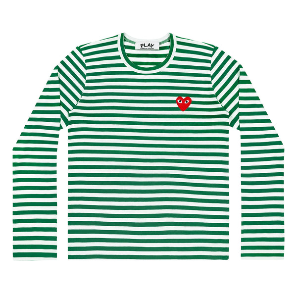 Play - Red Heart Striped Long-Sleeve - (Green/White)