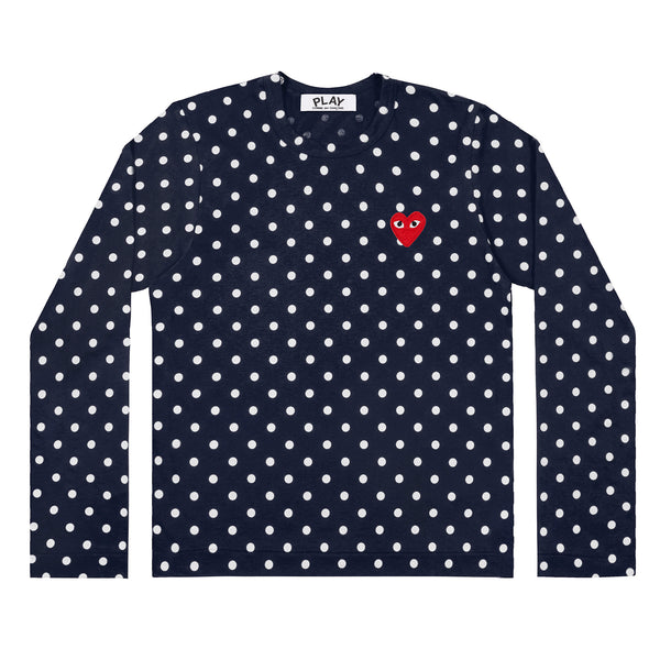 Play - Red Heart Polka Dot Long Sleeve T-Shirt - (Navy/White)