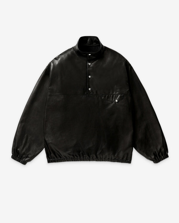 A.Presse - Men's Leather Pullover Snap Shirt - (Black)