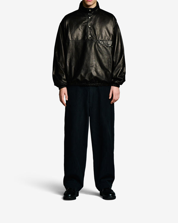 A.Presse - Men's Leather Pullover Snap Shirt - (Black)