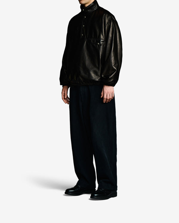 A.Presse - Men's Leather Pullover Snap Shirt - (Black)