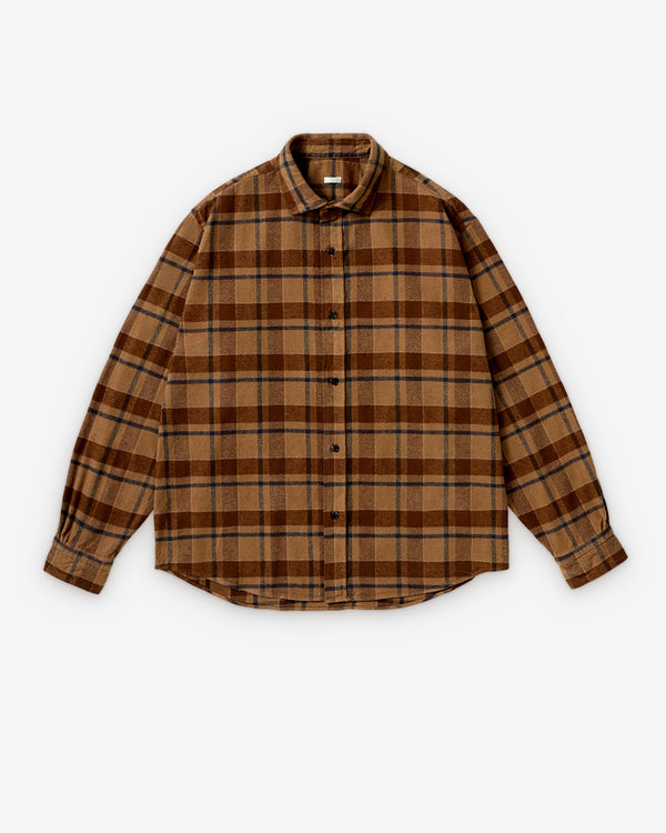 A.Presse - Men's Vintage Cotton Twill Shirt - (Brown)
