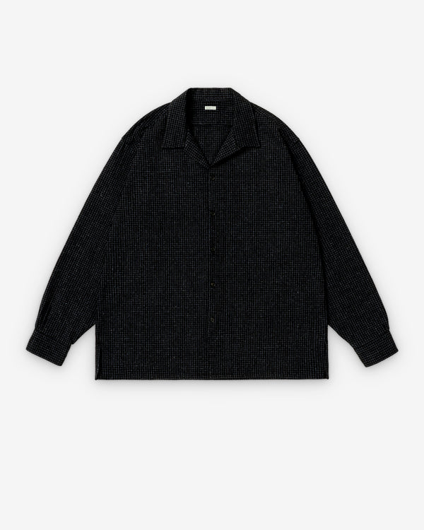 A.Presse - Men's Silk Nep Loop Collar Shirt - (Black)