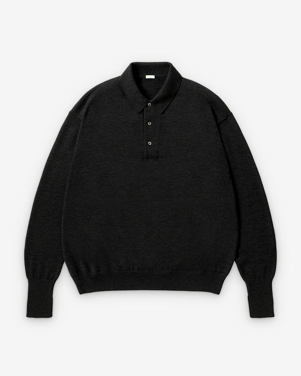 A.Presse - Men's Wool Knit Polo Shirt - (Charcoal)
