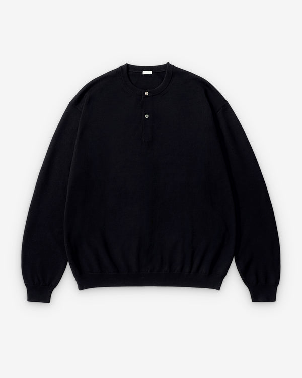 A.Presse - Men's Knit Henley Neck Sweater - (Navy)