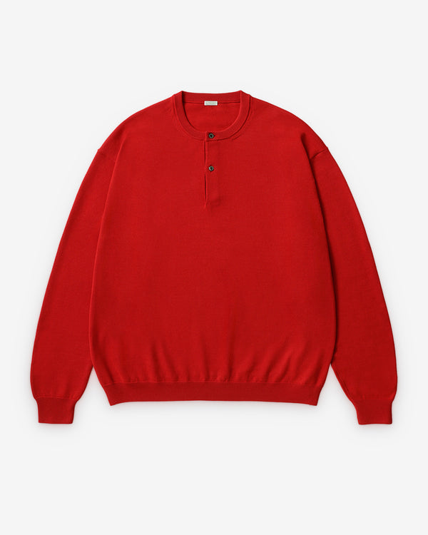 A.Presse - Men's Knit Henley Neck Sweater - (Red)