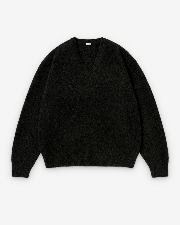 A.Presse - Men's Brushed Cashmere Middle Gauge V-Neck - (Charcoal)