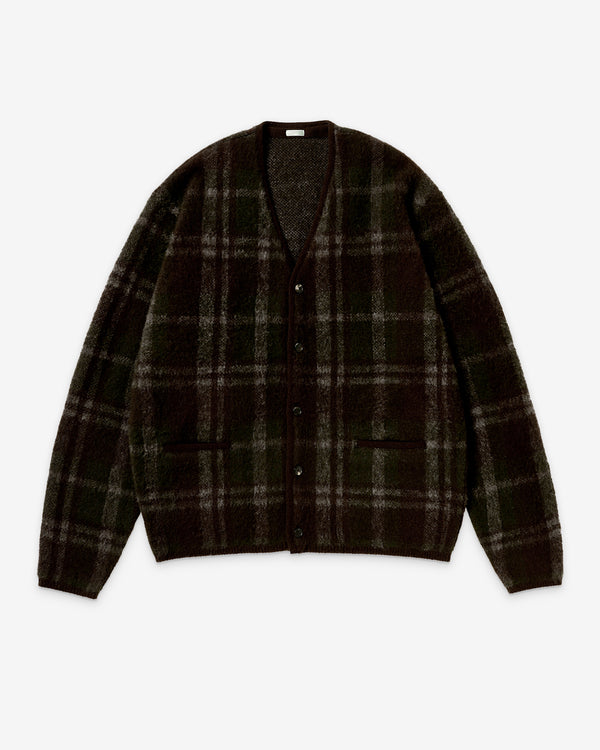A.Presse - Men's Brushed Cashmere Middle Gauge Cardigan - (Brown)