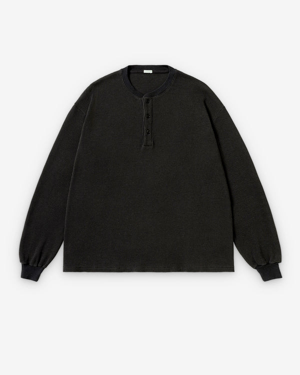 A.Presse - Men's Cashmere Blend Waffle Henley - (Charcoal)