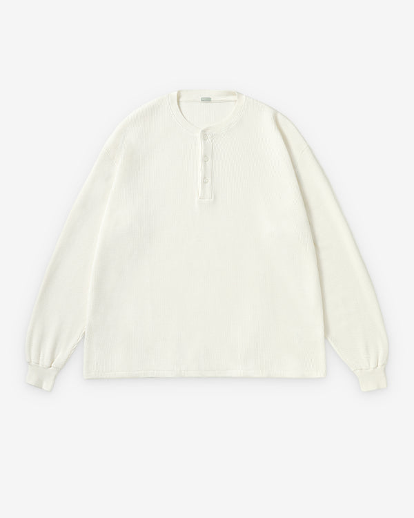 A.Presse - Men's Cashmere Blend Wafflel Henley - (White)