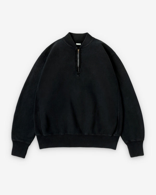 A.Presse - Men's Vintage Ribbed Half Collar Sweatshirt  - (Black)