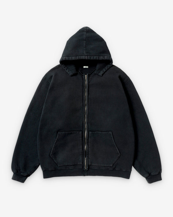 A.Presse - Men's Vintage Attached Hood Zip Parka - (Black)