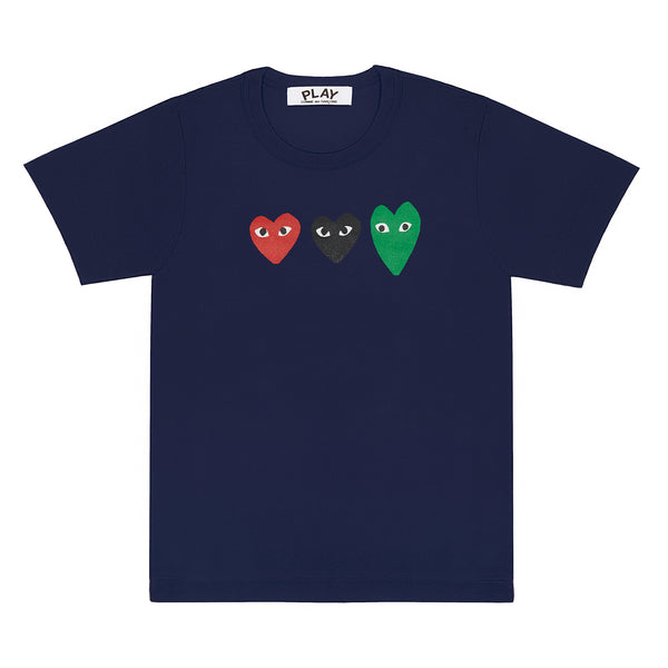 Play - Trio Heart T-Shirt - (Navy)