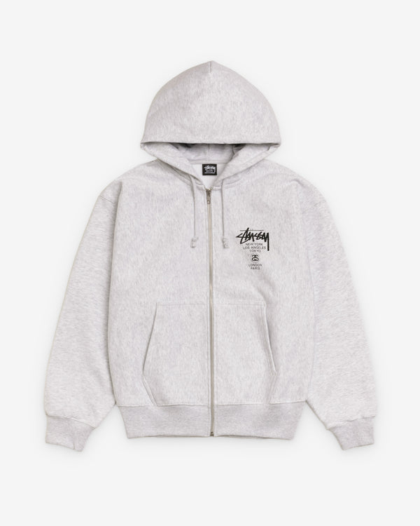 Stüssy - World Tour Zip Hood - (Ash Heather)