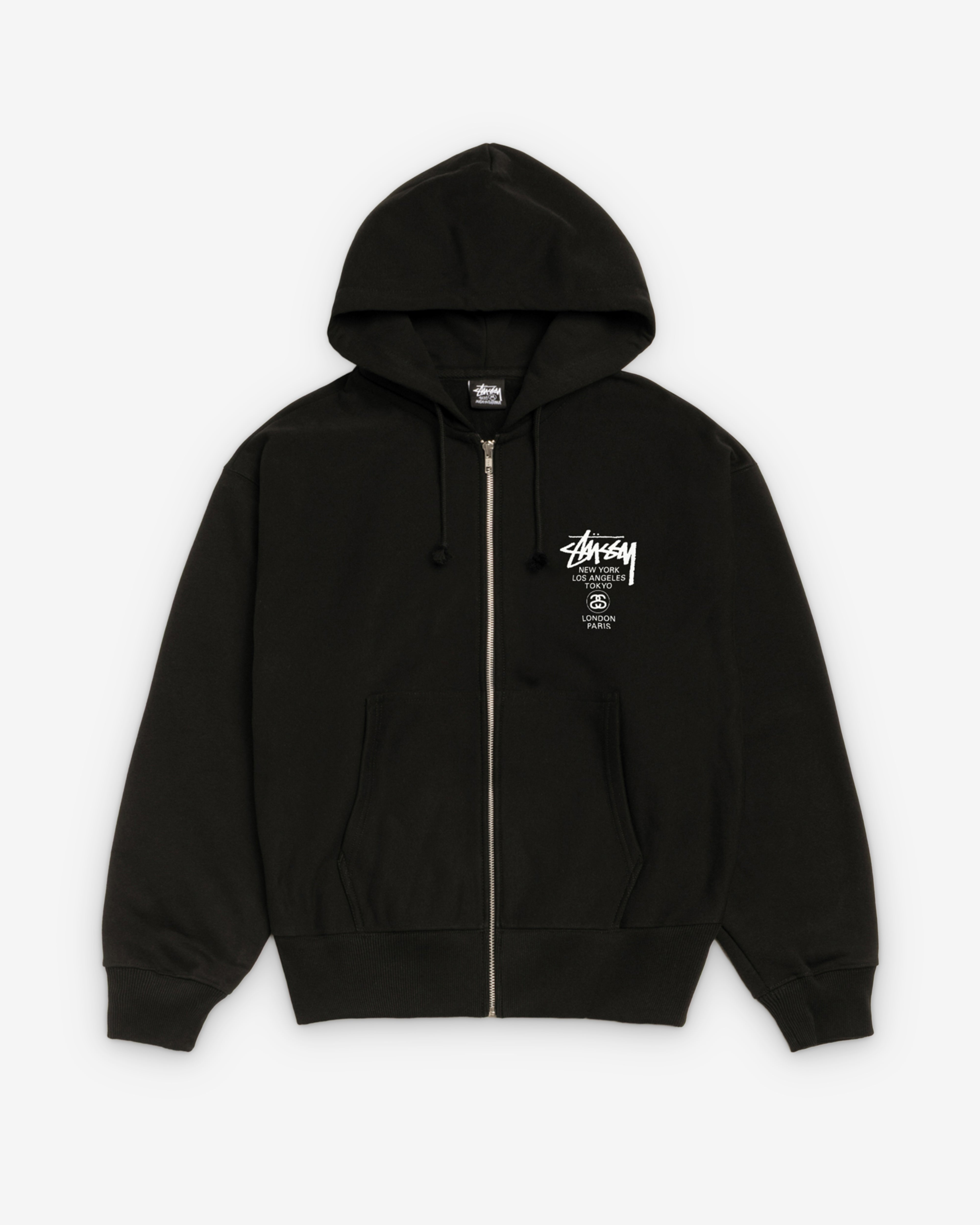 Stüssy: World Tour Zip Hood (Black) | Dover Street Market London
