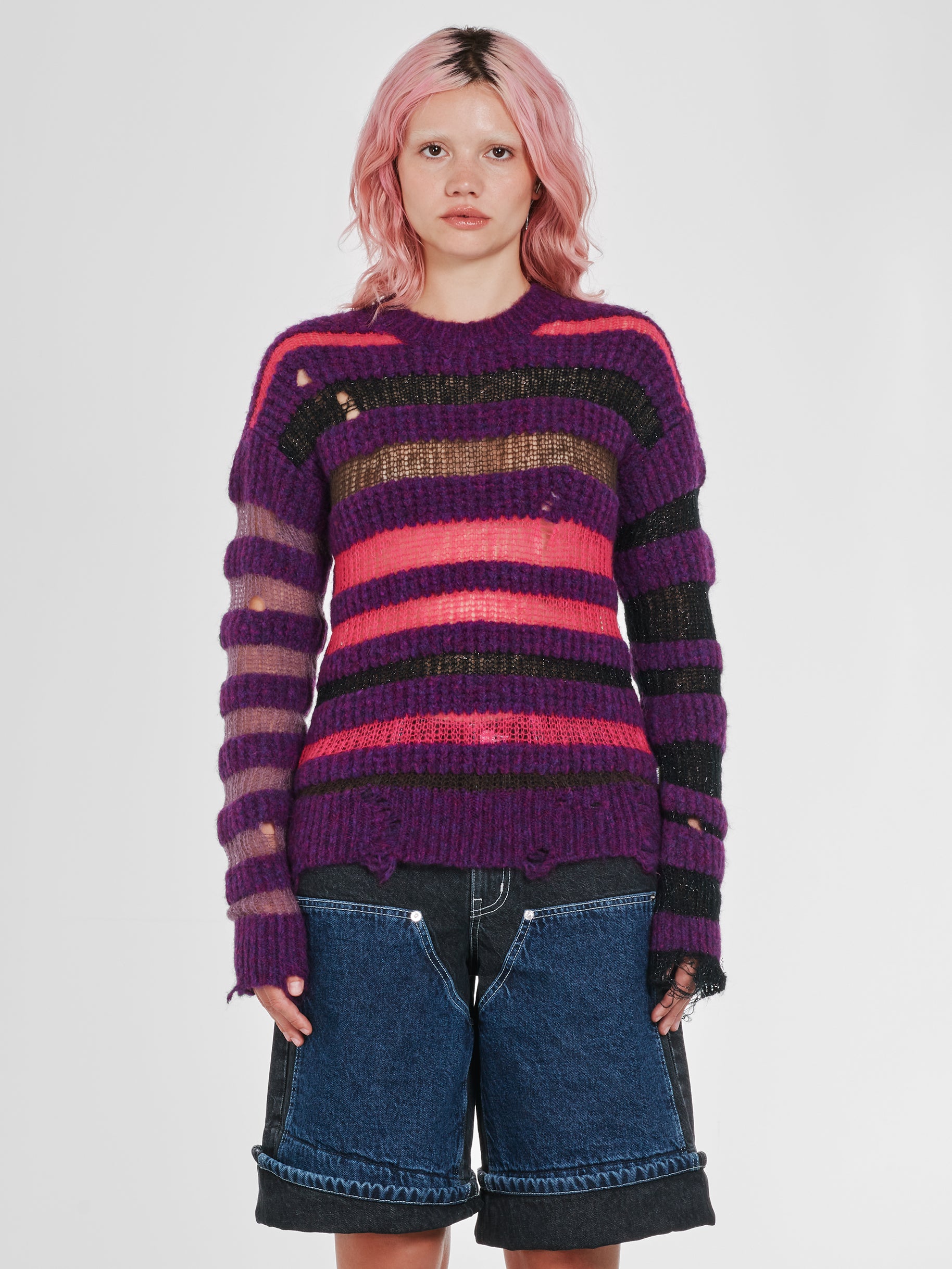 Heaven By Marc Jacobs - Women’s Bumpy Stripe Sweater - (Purple) view 1