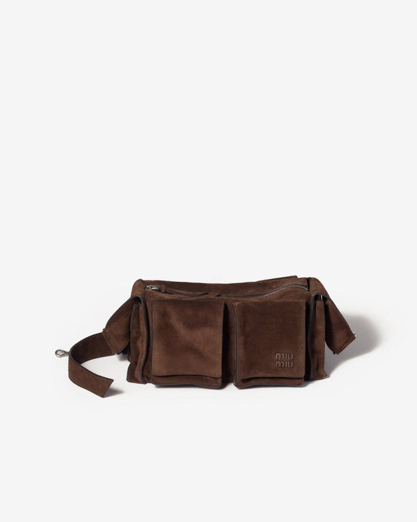 Miu Miu - Women's Utilitaire Suede Shoulder Bag - (Dark Brown)