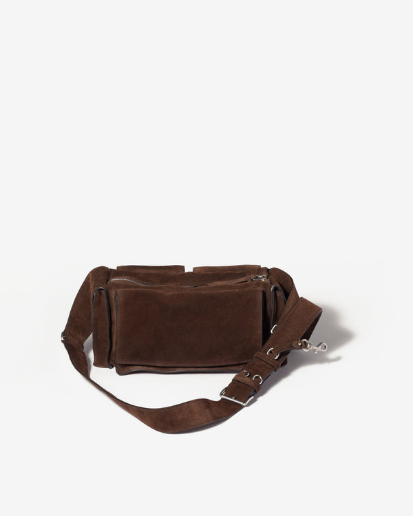 Miu Miu - Women's Utilitaire Suede Shoulder Bag - (Dark Brown)