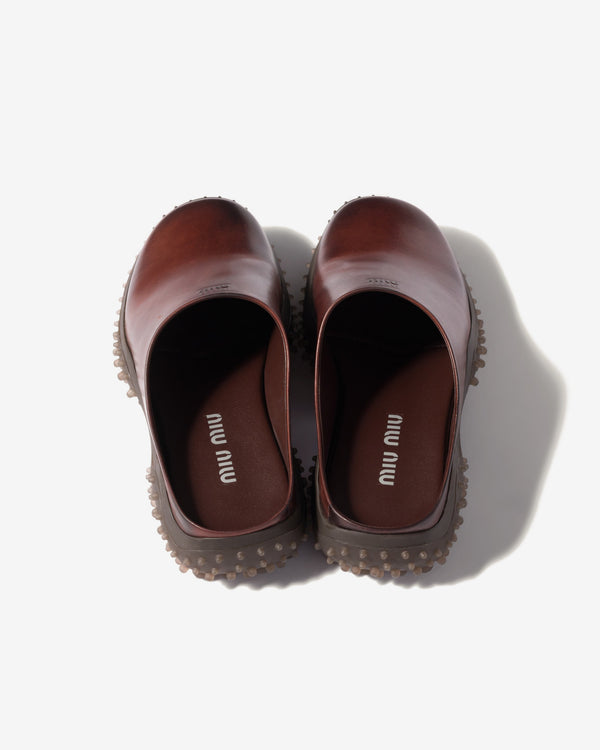 Miu Miu - Leather Mules - (Coffee)