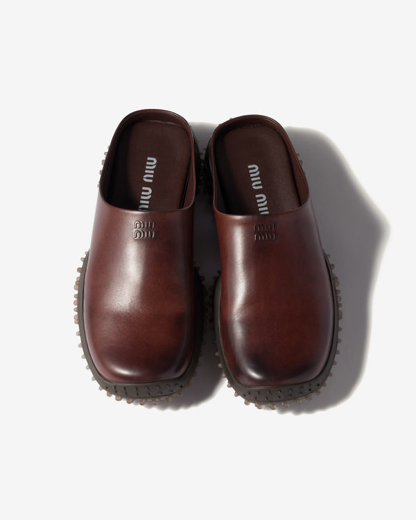 Miu Miu - Leather Mules - (Coffee)