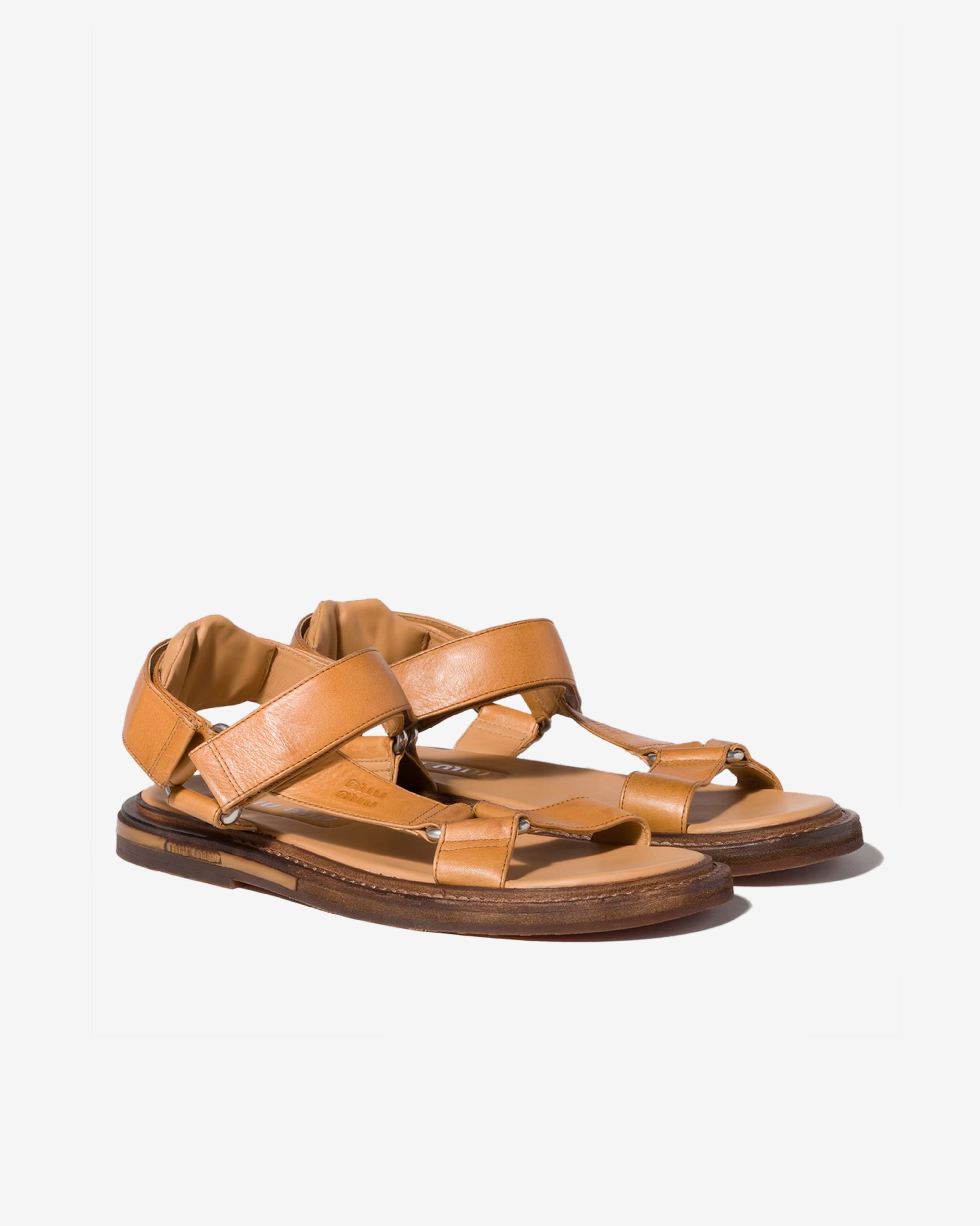 Miu Miu: Women's Leather Sandals (Honey) | Dover Street Market London
