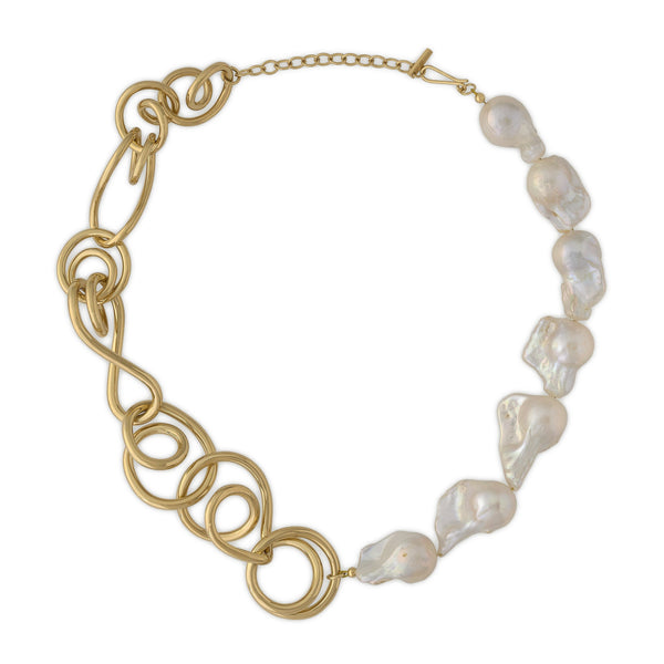 Completedworks - Pearl & Chain Necklace - (Yellow Gold)